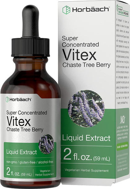 HorbaachVitex Berry Chasteberry Extract | 2 fl oz | Super Concentrated | Alcohol Free Chaste Tree Berry Supplement | Vegetarian, Non-GMO, Gluten Free | by Horbaach