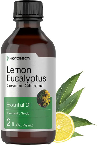 Lemon Eucalyptus Essential Oil 2 oz | Natural, Undiluted, GC/MS Tested | from Lemon Eucalyptus Plant | by Horbaach