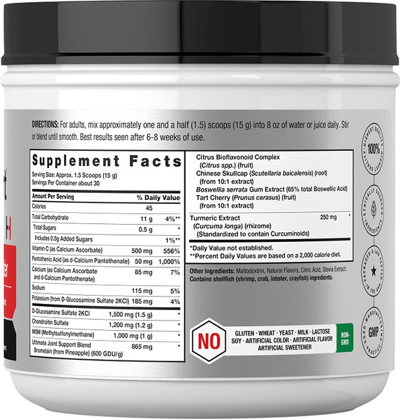 Ultimate Joint Support Powder 1 lb | Glucosamine, Chondroitin, MSM & Turmeric | Triple Action Support Supplement for Men and Women | Non-GMO, Gluten Free | by Horbaach Ultimate Joint Support Powder 1 lb | Glucosamine, Chondroitin, MSM & Turmeric | Triple Action Support Supplement for Men and Women | Non-GMO, Gluten Free | by Horbaach