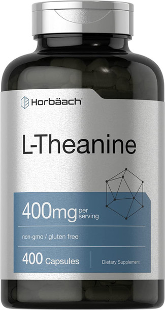 L-Theanine 400mg | 400 Capsules | Value Size | High Potency | Non-GMO & Gluten Free | by Horbaach