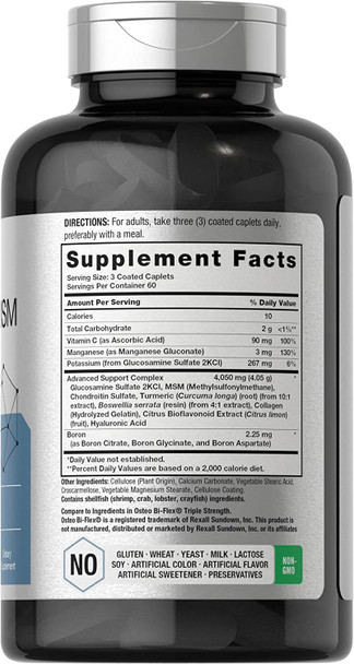 Glucosamine Chondroitin with Turmeric & MSM | 4050 mg | 180 Caplets | Advanced Formula | Non-GMO, Gluten Free | by Horbaach