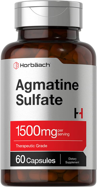 Agmatine Sulfate Capsules 1500Mg | 60 Pills | Pharmaceutical Grade | Non-Gmo, Gluten Free Supplement | By Horbaach