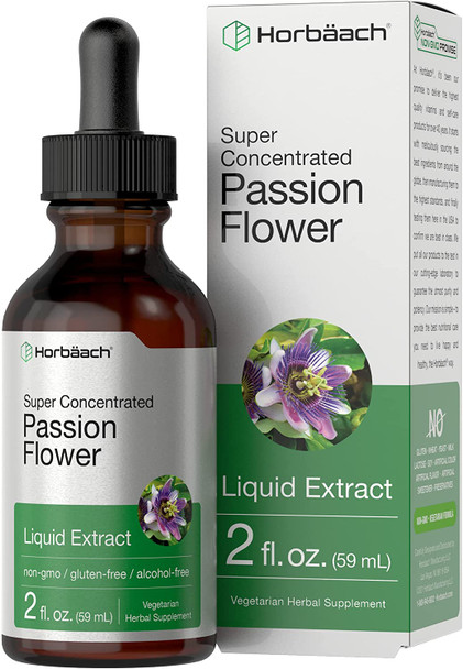 Passion Flower Tincture | 2 fl oz | Alcohol Free Liquid Extract Drops | Super Concentrated Supplement | Vegetarian, Non-GMO, Gluten Free | by Horbaach