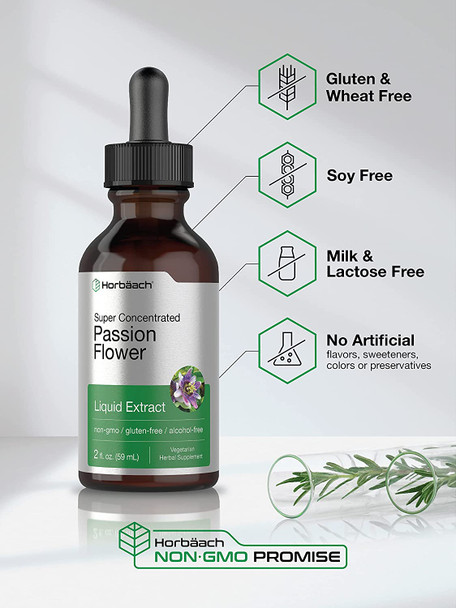 Passion Flower Tincture | 2 fl oz | Alcohol Free Liquid Extract Drops | Super Concentrated Supplement | Vegetarian, Non-GMO, Gluten Free | by Horbaach