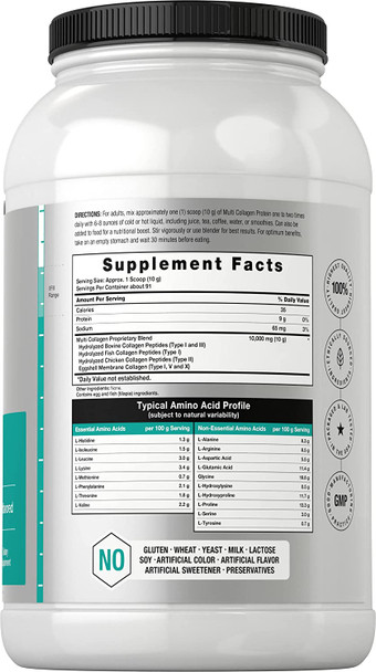 Multi Collagen Protein Powder 32 oz | Type I, II, III, V, X | Hydrolyzed Collagen Peptides | Keto & Paleo Friendly | Unflavored & Gluten Free | by Horbaach