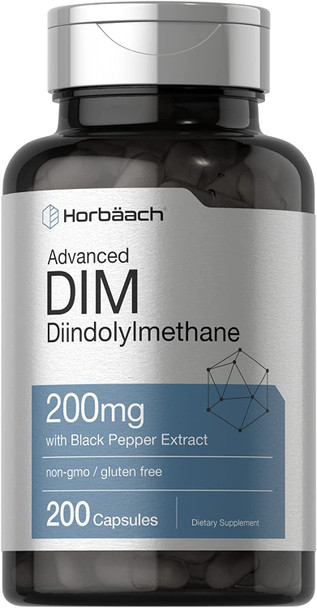 DIM Supplement 200mg | Advanced Diindolylmethane | 200 Veggie Capsules | Vegetarian, Non-GMO, Gluten Free | by Horbaach