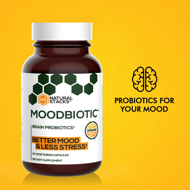 Natural Stacks Acetylcholine (60ct) and MoodBiotic Probiotics (30ct) for Clearing Brain Fog, Improve Mental Drive & Mood, Gut Health - Lab Tested, Gluten-Free, Highly Bioavailable, Paleo-Friendly