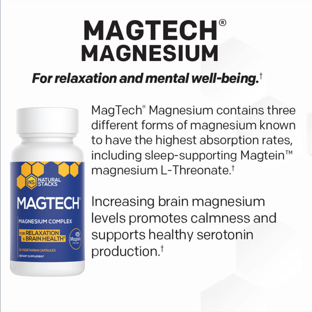 Natural Stacks Mood Stack Box - 30Ct Magnesium Supplements With Magtein Magnesium L-Threonate And Serotonin Supplements - Brain Health Supplement For Relaxation, Positive Mood, Mental Well-Being