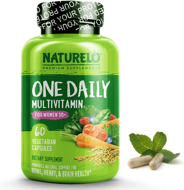 NATURELO One Daily Multivitamin for Women 50+ (Iron Free) - Menopause Support for Women Over 50 - Whole Food Supplement - Non-GMO - No Soy - 60 Capsules - 2 Month Supply