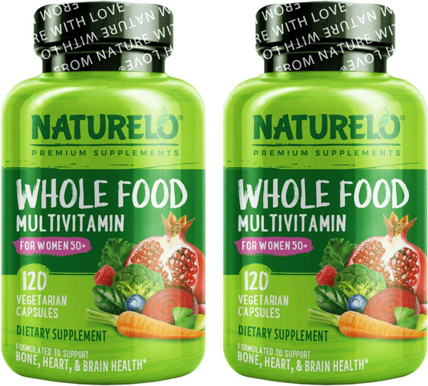 Naturelo Whole Food Multivitamin For Women 50+ (Iron Free) With Vitamins, Minerals, & Organic Extracts - Supplement For Post Menopausal Women Over 50 - No Gmo - 240 Vegan Capsules