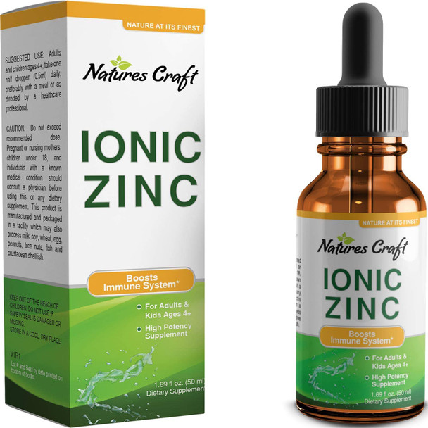 Liquid Zinc Sulfate Immunity Booster - Pure Zinc Supplement for Immune Support Mood Boost and Brain Support - Immune Boost Liquid Ionic Zinc Drops Supplement for Hair Skin and Nails Mineral Supplement