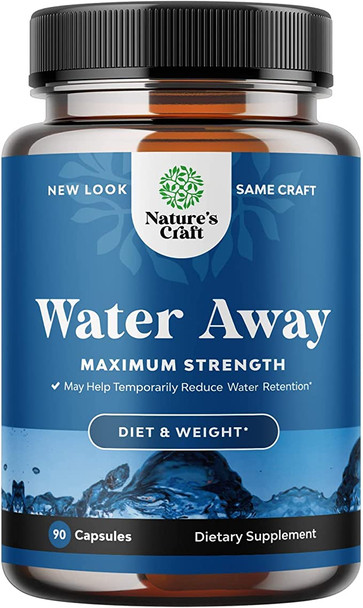 Water Away Pills Diuretic Supplements - Water Retention Pills for Kidney Cleanse Water Balance with Vitamin B6 Potassium Chloride Dandelion Root and Green Tea Extract - Water Pills for Men and Women
