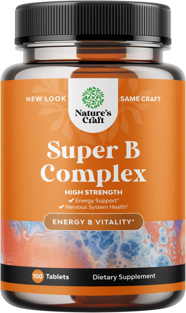 Vitamin B Complex Adult Multivitamin - Super B Complex Vitamins for Immune Support Mood Boost and Memory Supplement for Brain Support - Natural Energy Supplement with Active B Complex Vitamins