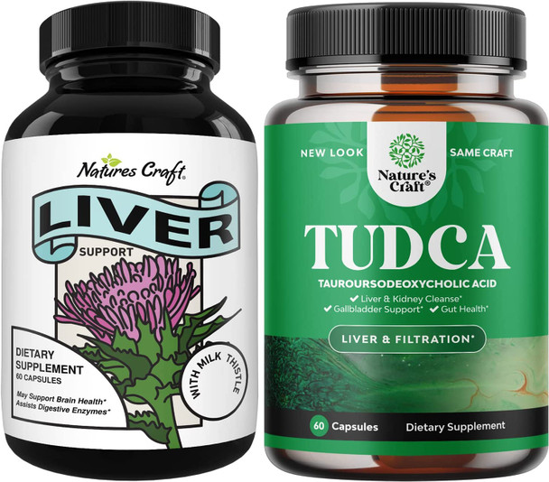 Bundle of TUDCA Liver Support Supplement and Liver Cleanse Detox & Repair Formula - Liver and Gallbladder Cleanse - with Milk Thistle Dandelion Root Organic Turmeric