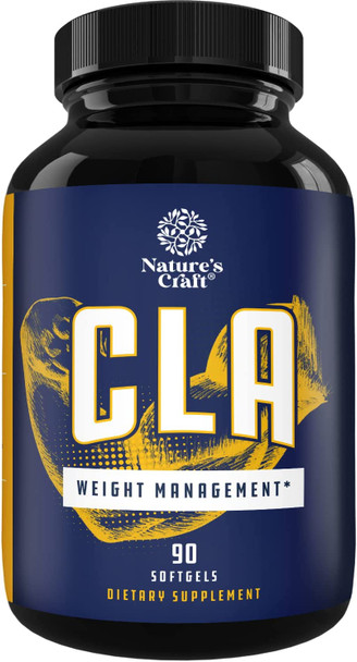 Natures Craft's Pure CLA Weight Loss Supplement Safflower Oil - Natural Diet Pills for Men Women Boost Metabolism Belly Fat Burner - Best 1560mg CLA Softgels Conjugated Linoleic Acid Complex