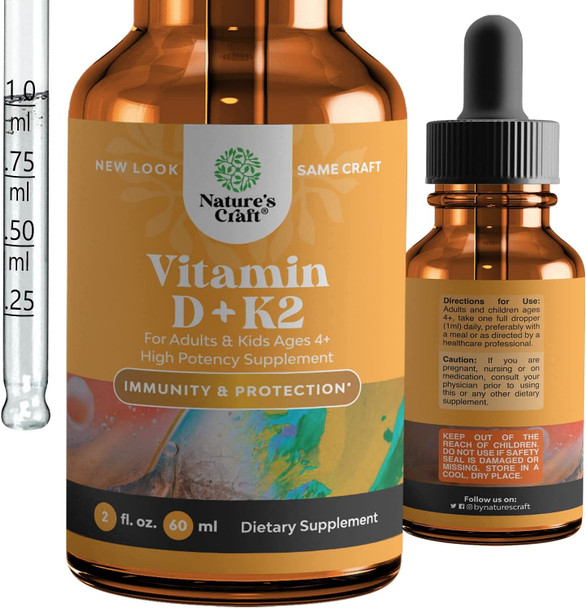 Vitamin D Drops With K-2 Vitamin - Liquid Vitamin D 5000 Iu And Mk7 K2 Vitamin Supplement For Immune Support And Joint Health - Liquid Vitamin D3 With K2 Vitamin Mk7 And Mct Oil For Better Absorption