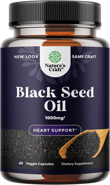 Vegan Black Seed Oil Capsules - Cold Pressed Nigella Sativa Black Cumin Seed Oil Capsules with Omega 3 6 9 Antioxidants and Thymoquinone for Hair Growth Immune Support Joint Health and Digestion