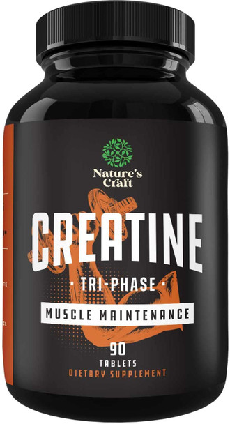 Tri Phase Creatine Pills 5g - Muscle Mass Gainer and Muscle Recovery Creatine HCL Pyruvate and Creatine Monohydrate Pills - Optimal Creatine Pre Workout for Women and Men No Caffeine Muscle Builder