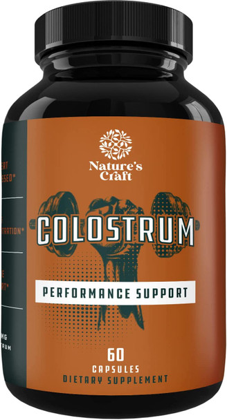 Bovine Colostrum Capsules with Immunoglobulin G - Colostrum Supplement and Muscle Builder for Gut Health Joint Support Immune Boost Bone Strength and Brain Support Probiotic Supplement