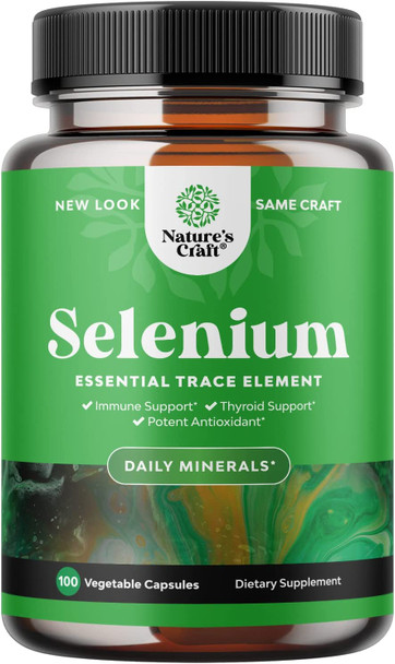 Pure Selenium Thyroid Support Supplement - Selenium 200mcg Antioxidant Supplement and Natural Immune Booster for Adults - Adult Immune Support Vitamins and Mind and Memory Supplement for Brain Support