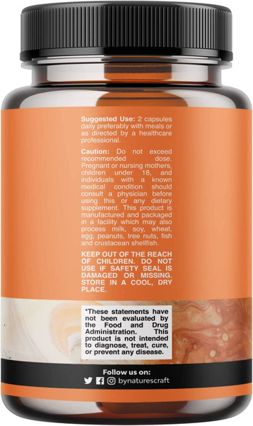 Natures Craft's Thyroid Support Natural Complex Supplement Capsules with Vitamin B-12 Zinc and Iodine Increase Metabolism Boost Immune System Thyroid Energy Booster Weight Loss Men and Women