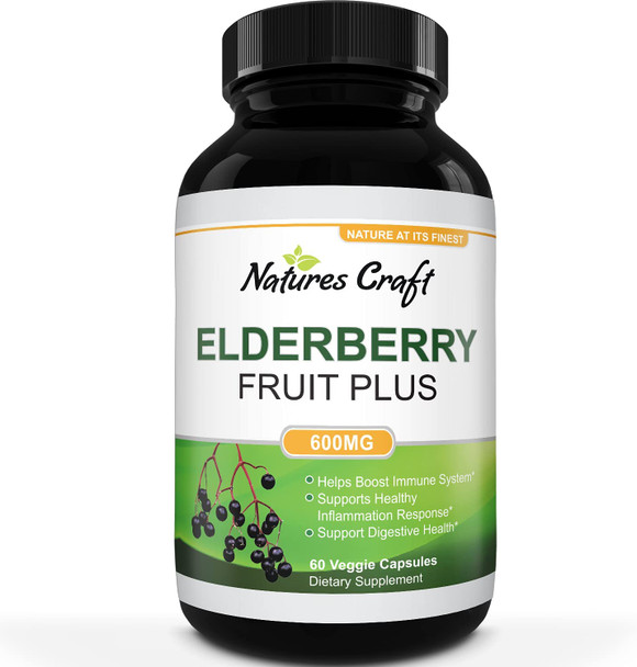 Black Elderberry Capsules Antioxidant Supplement - Elderberry Immune Support Skin Supplement with Skin Vitamins and Sambucus Elderberry Extract - Elderberry Supplement Immune System Support Supplement