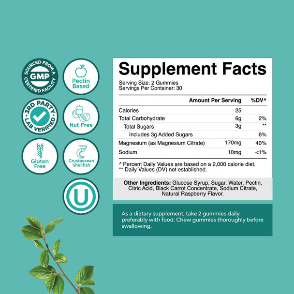 Natures Craft Magnesium Citrate Gummies for Adults Calm and  Sleep Aid  60 Count