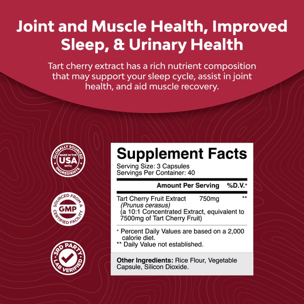 Advanced Tart Cherry Extract Capsules - Extra Strength Tart Cherry Capsules Uric Acid Cleanse and Joint Support Supplement - Muscle Recovery Supplement with Uric Acid Support Polyphenols - 2 Pack