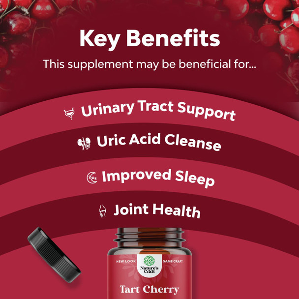 Advanced Tart Cherry Extract Capsules - Extra Strength Tart Cherry Capsules Uric Acid Cleanse and Joint Support Supplement - Muscle Recovery Supplement with Uric Acid Support Polyphenols - 2 Pack