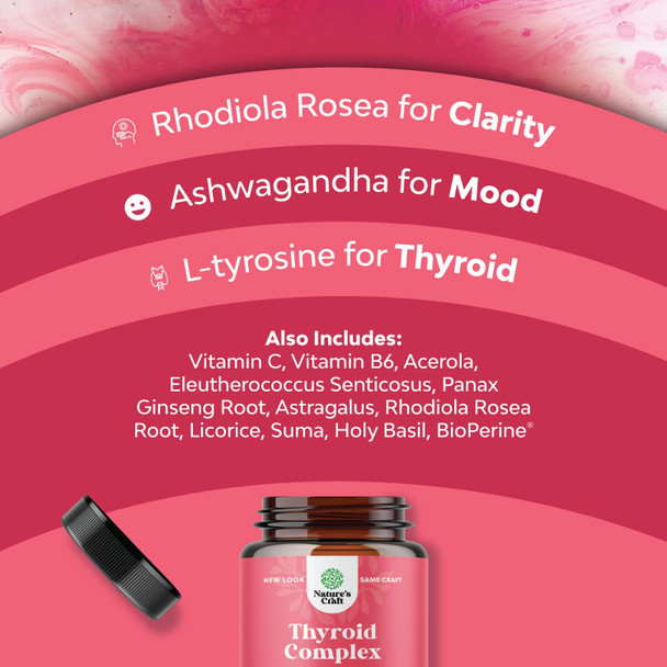 Advanced Thyroid Support for Women with Ashwagandha - Adaptogenic Thyroid Supplement with Iodine L Tyrosine Rhodiola and Astragalus Root - Balancing Herbal Thyroid Energy Womens Health Supplement