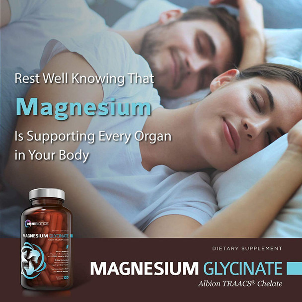 Magnesium Glycinate - 100% Pure Albion TRAACS Bisglycinate Chelate Supplement - 200 mg - 120 Vegetarian Capsules