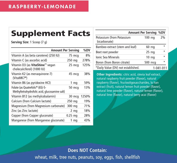 Ionic Fizz Super D-K Calcium Plus by Pure Essence - with Extra Magnesium, Vitamin D3, Vitamin K2 for Strong Bones and Stress Support - Raspberry Lemonade - 7.41oz