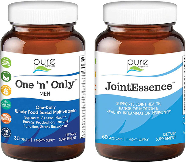 Multivitamin For Men + Joint Essence Bundle | All Natural Herbal Multivitamin With Vitamin D, D3, B12, Biotin And Joint Relief Supplements | One Month Supply