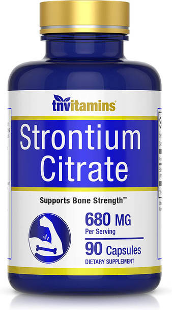 Strontium Citrate Supplement | 680 Mg - 90 Capsules | Bone Support Formula* | Strontium Supplement for Bone Health* | Similar Mineral to Calcium | Supports Healthy Teeth | Produced in the USA | TNVitamins