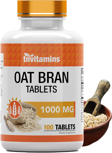 Oat Bran Tablets | 100 Tablets x 1,000 MG per Tablet | Oat Fiber Tablets | Soluble & Dietary Fiber Supplement | Supports Digestive Health * | High Potency Formula