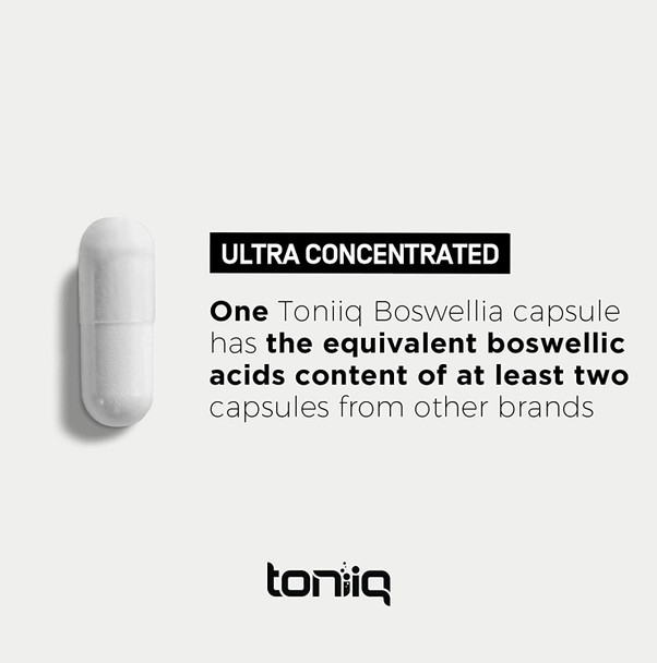 Toniiq Ultra High Strength Boswellia Capsules - 85% Boswellic Acids - Wildcrafted from India - 1000mg Concentrated Extract - Highly Purified and Highly Bioavailable - 120 Veggie Capsules