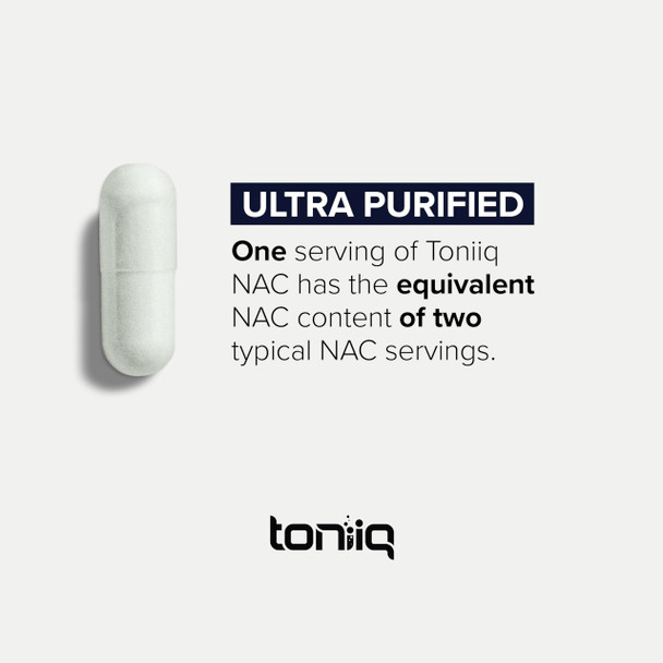Toniiq 1300mg Ultra High Strength NAC Capsules - Min. 98%+ Tested Purity - Highly Bioavailable NAC Supplement - 240 Vegetarian N Acetyl Cysteine Capsules Toniiq 1300mg Ultra High Strength NAC Capsules - Min. 98%+ Tested Purity - Highly Bioavailable NAC Supplement - 240 Vegetarian N Acetyl Cysteine Capsules