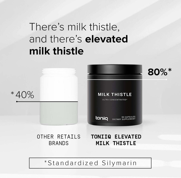 Ultra High Strength Milk Thistle Capsules - 25,000mg 50x Concentrated Extract - 80% Silymarin - Highly Purified and Highly Bioavailable Liver Support Supplement