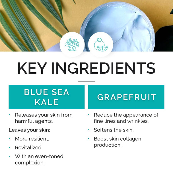 VITAMINS AND SEA BEAUTY, Exfoliating Face Mask Deep Cleansing Purifying Blackhead Pore Control with Blue Sea Kale and Grapefruit, Skincare for All Skin Types, 8.5 Fl Oz