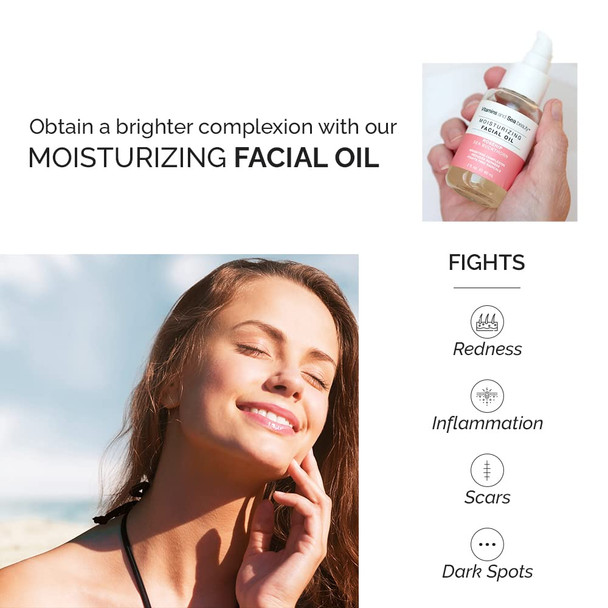 VITAMINS AND SEA BEAUTY Face Oil Day Moisturizer Hydrating Facial Oil Concentrate Gentle with Rosehip and Sea Buckthorn, All Skin Types, 2 Fl Oz