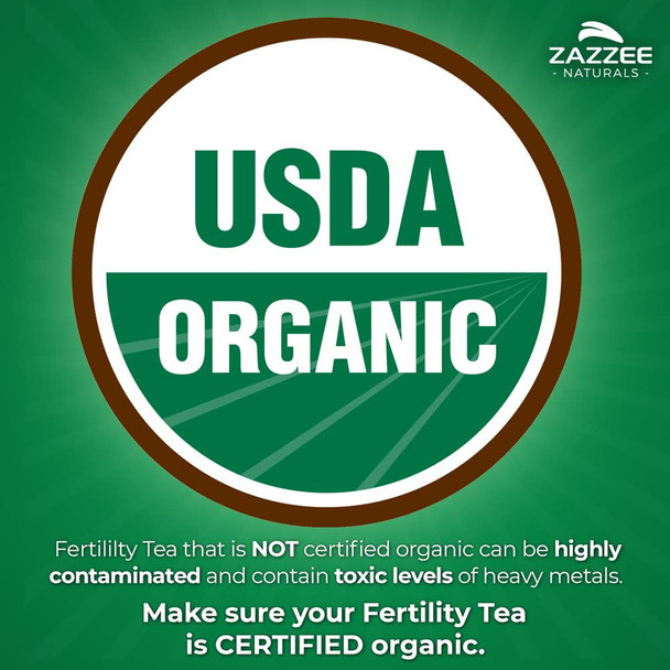 Zazzee USDA Organic Fertility Support Tea, 60 Servings, Balanced Blend of 8 Potent Herbs, Pleasant Mint Taste, 3 Ounces, All-Natural Fertility Support for Women, Non-GMO