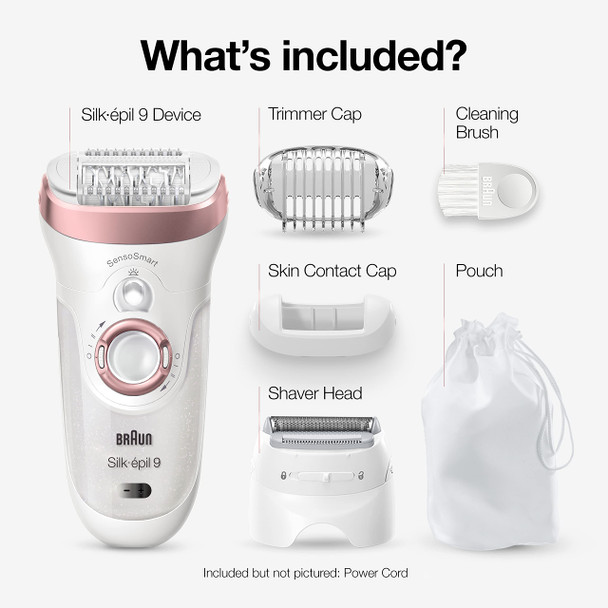 Braun Epilator Silk-pil 9 9-720, Facial Hair Removal for Women, Wet & Dry, Womens Shaver & Trimmer, Cordless, Rechargeable