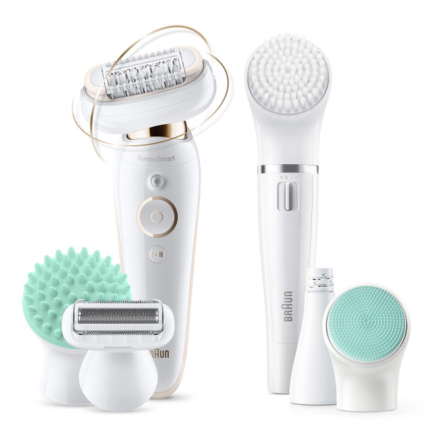 Braun Epilator Silk-pil 9 Flex 9-300 Beauty Set, Facial Hair Removal for Women, Shaver & Trimmer, Cordless, Rechareable, Wet & Dry, FaceSpa