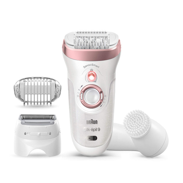 Braun Epilator Silk-pil 9 9-880, Facial Hair Removal for Women, Wet & Dry, Facial Cleansing Brush, Women Shaver & Trimmer, Cordless, Rechargeable, Beauty Kit