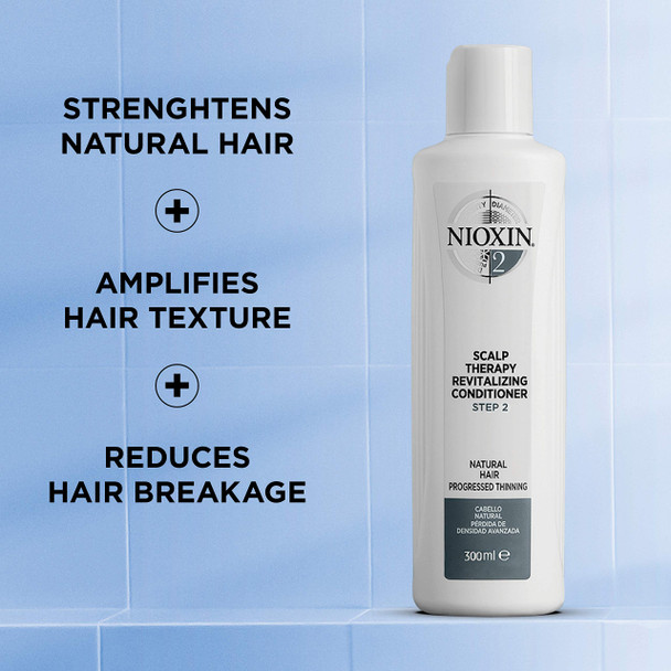 Nioxin System 2 for Natural Hair with Progressed Thinning Cleanser Shampoo (33.8 Ounce) and Scalp Therapy Conditioner (33.8 Ounce) Set