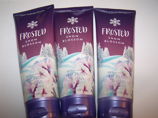 Bath & Body Works Frosted Snow Blossom 24 Hour Moisture Ultra Shea Body Cream 8 oz - Lot of 3