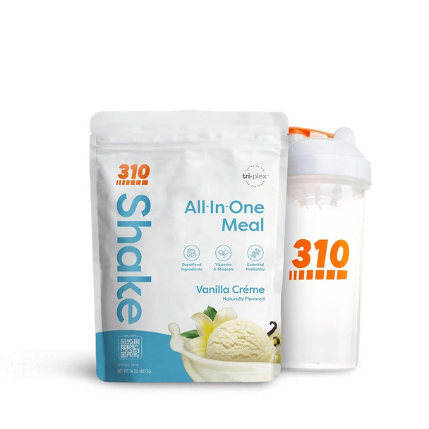 310 Nutrition  AllInOne Meal Replacement Shake with Shaker Cup  New Formula with Fiber Rich Vegan Superfood Blend  Natural Sweeteners  Low Carb Shake Keto  Paleo Friendly  Gluten Free  26 Essential Vitamins  Minerals Vanilla Creme  14 Servings