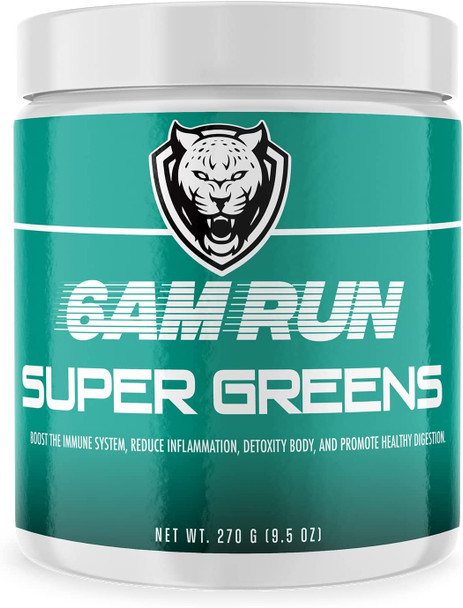 6AM RUN  Super Greens Powder  Superfood Powder  Dietary Supplement  Vegetable Powder  Powder Drink Mix  Nutrient Dense Powder  Plant Based  Organic Greens Powder