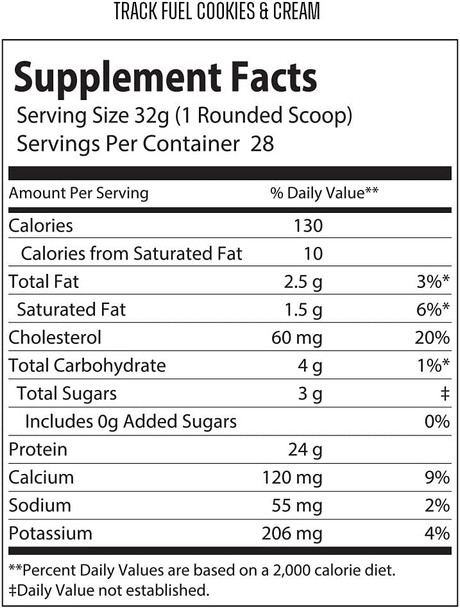 6AM Run Track Fuel Whey Protein Powder  25 Grams of Protein  Easy Mixing and Great Taste  BCAA Enhanced  2 Pound  Cookies  Cream