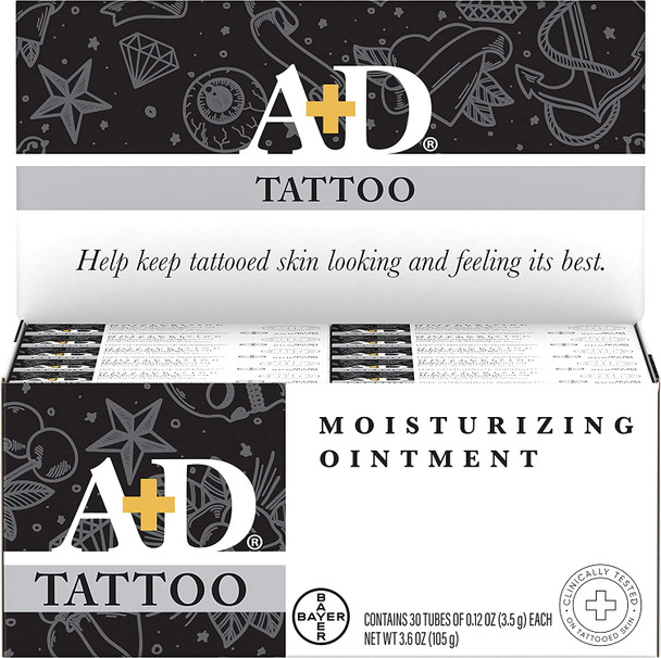 AD Tattoo Skin Moisturizing Ointment with Beeswax Almond Oil and Pro Vitamin B5 White 0.12 Oz x 30 Count